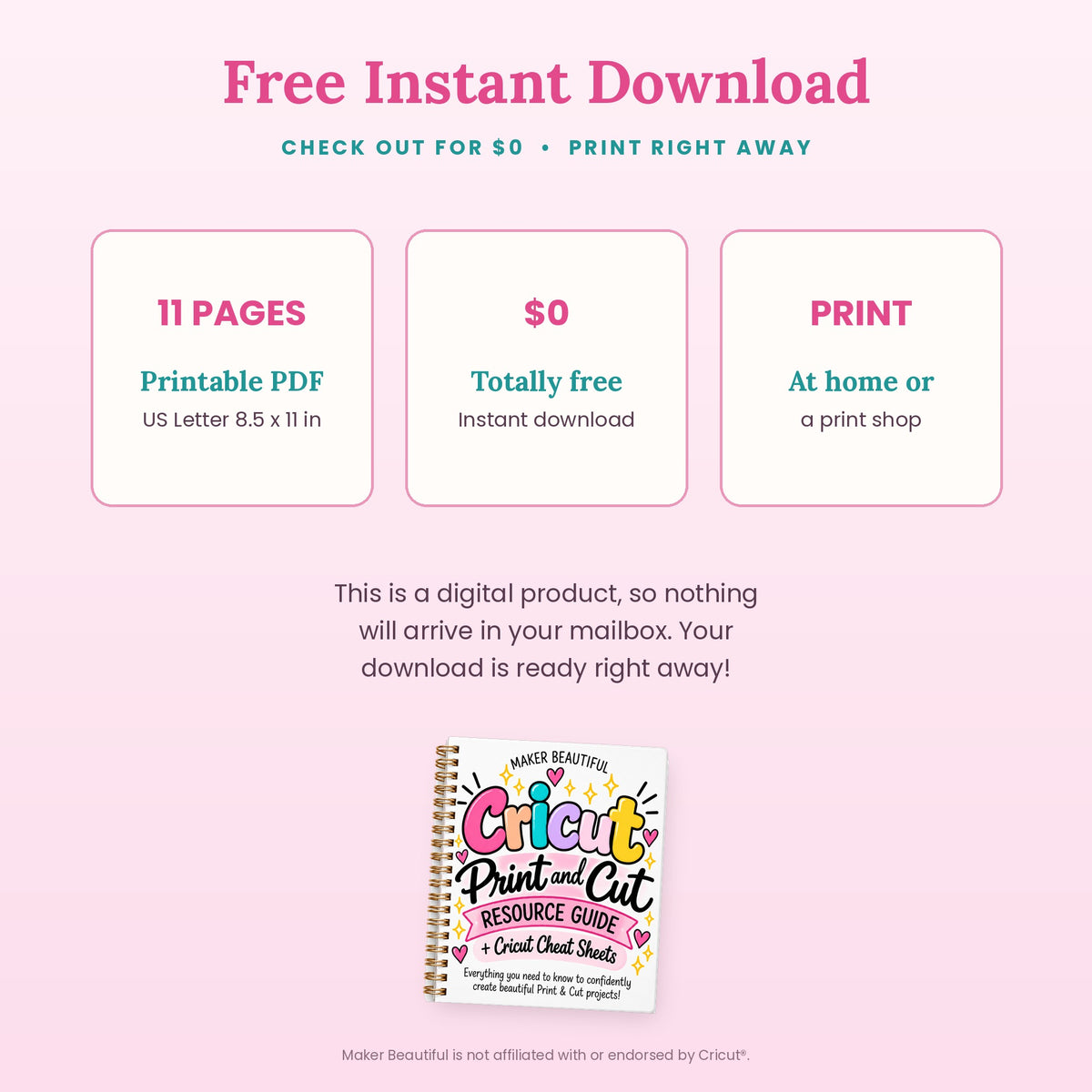 Free instant download of an 11-page printable Print and Cut guide PDF