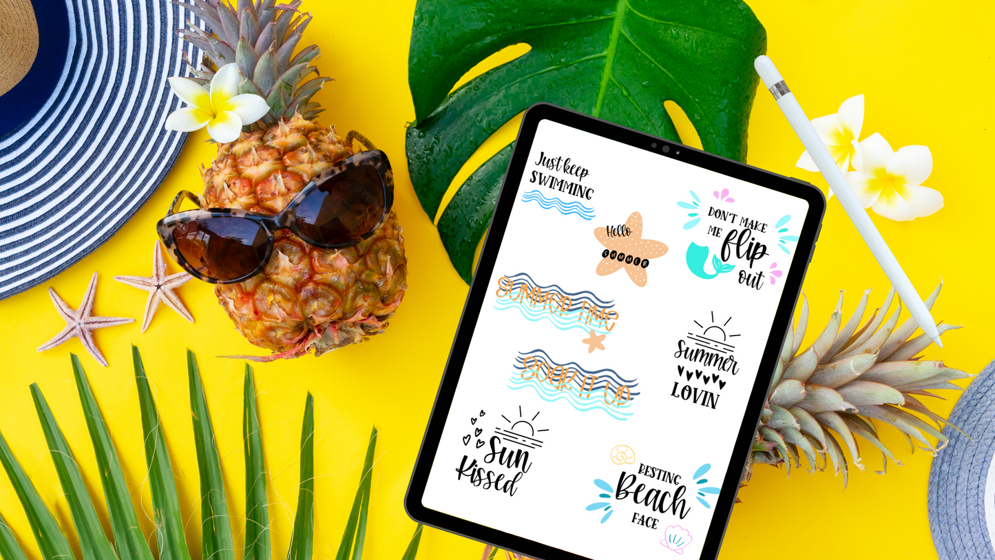 July summer fun Print & cut sticker bundle