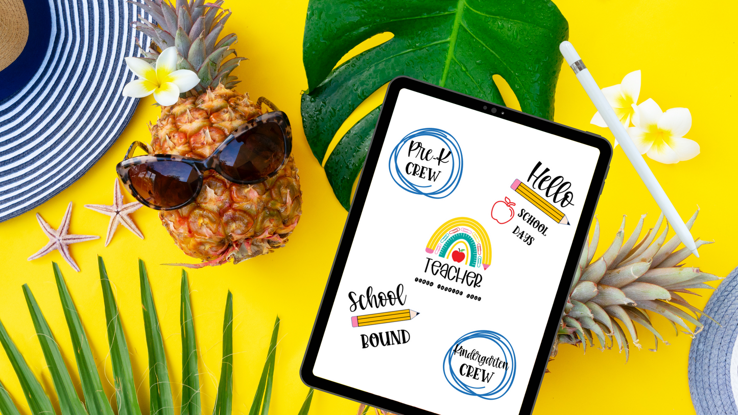 July summer fun Print & cut sticker bundle