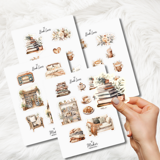 Book Lover Print & Cut Sticker Set