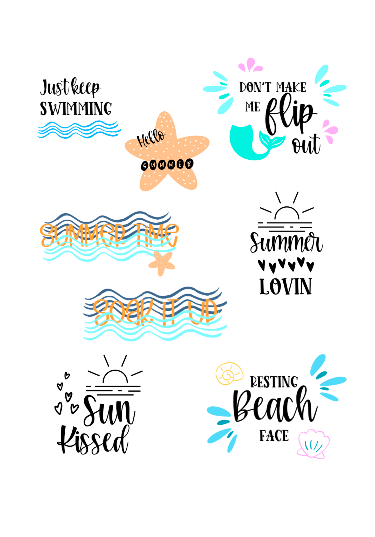 July summer fun Print & cut sticker bundle
