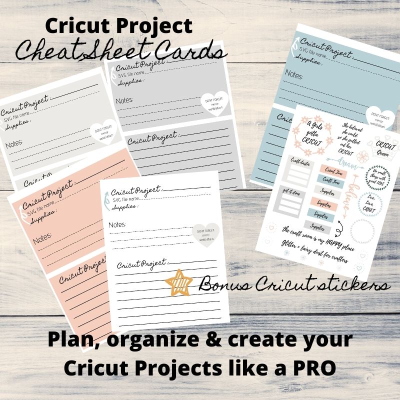 Printable Cricut Project Cards with Bonus Cricut themed Print and Cut stickers