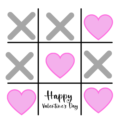 Happy Valentine's Day SVG- with tick tac toe XOXO