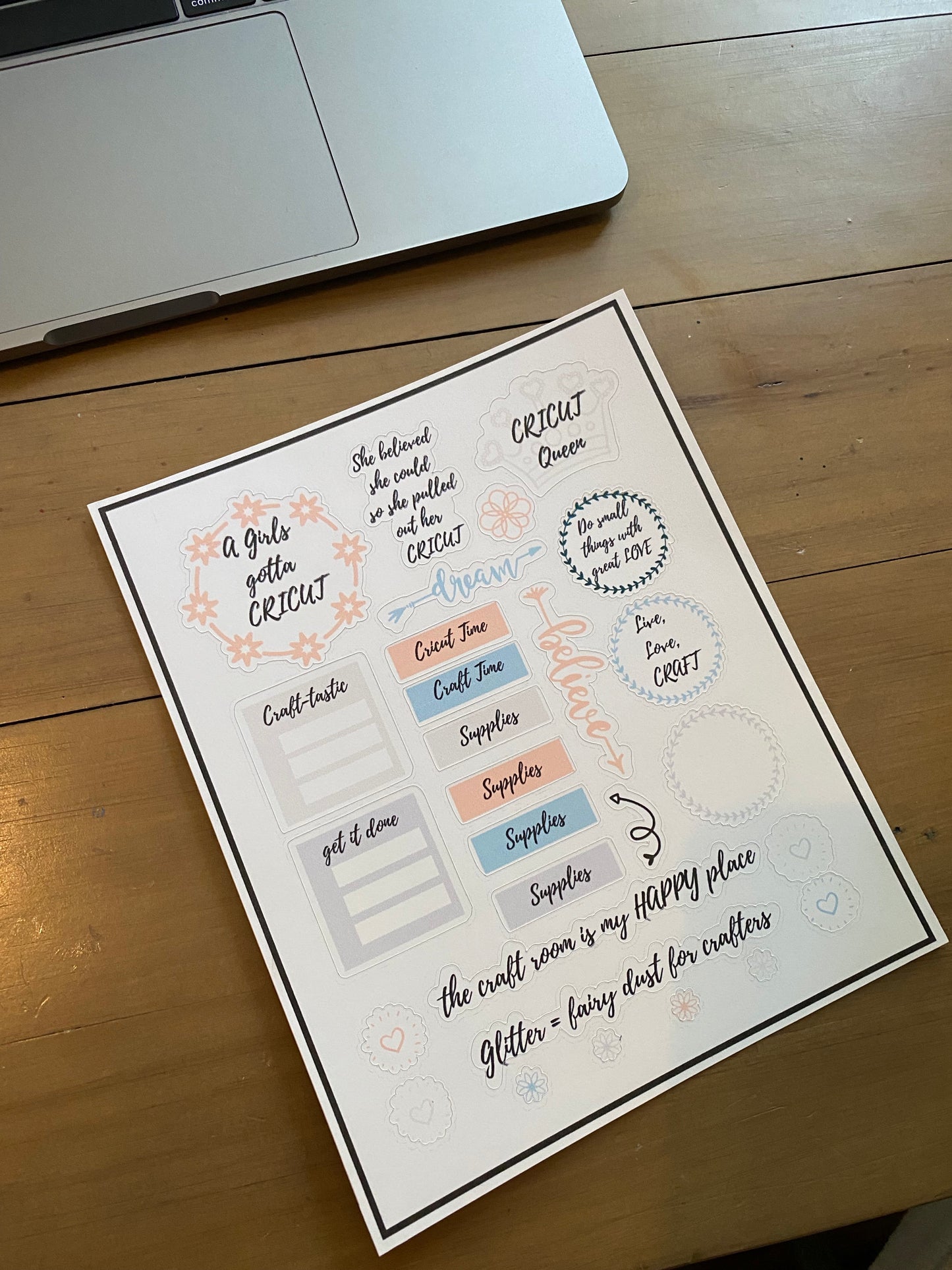 Printable Cricut Project Cards with Bonus Cricut themed Print and Cut stickers