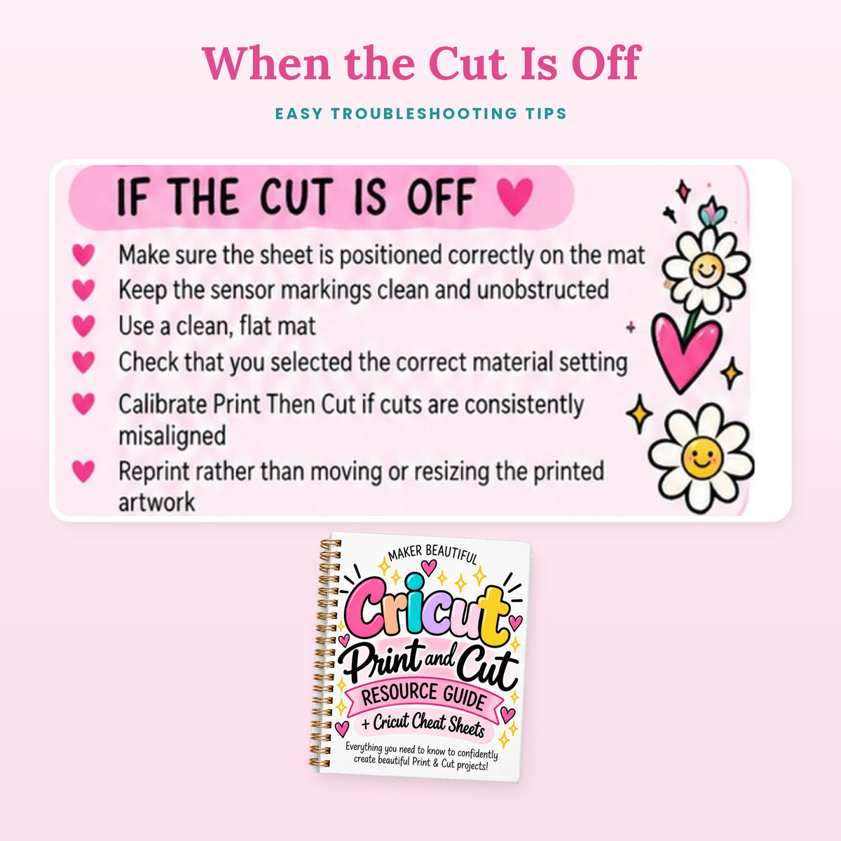 Print Then Cut troubleshooting tips for when the Cricut cut is not lining up