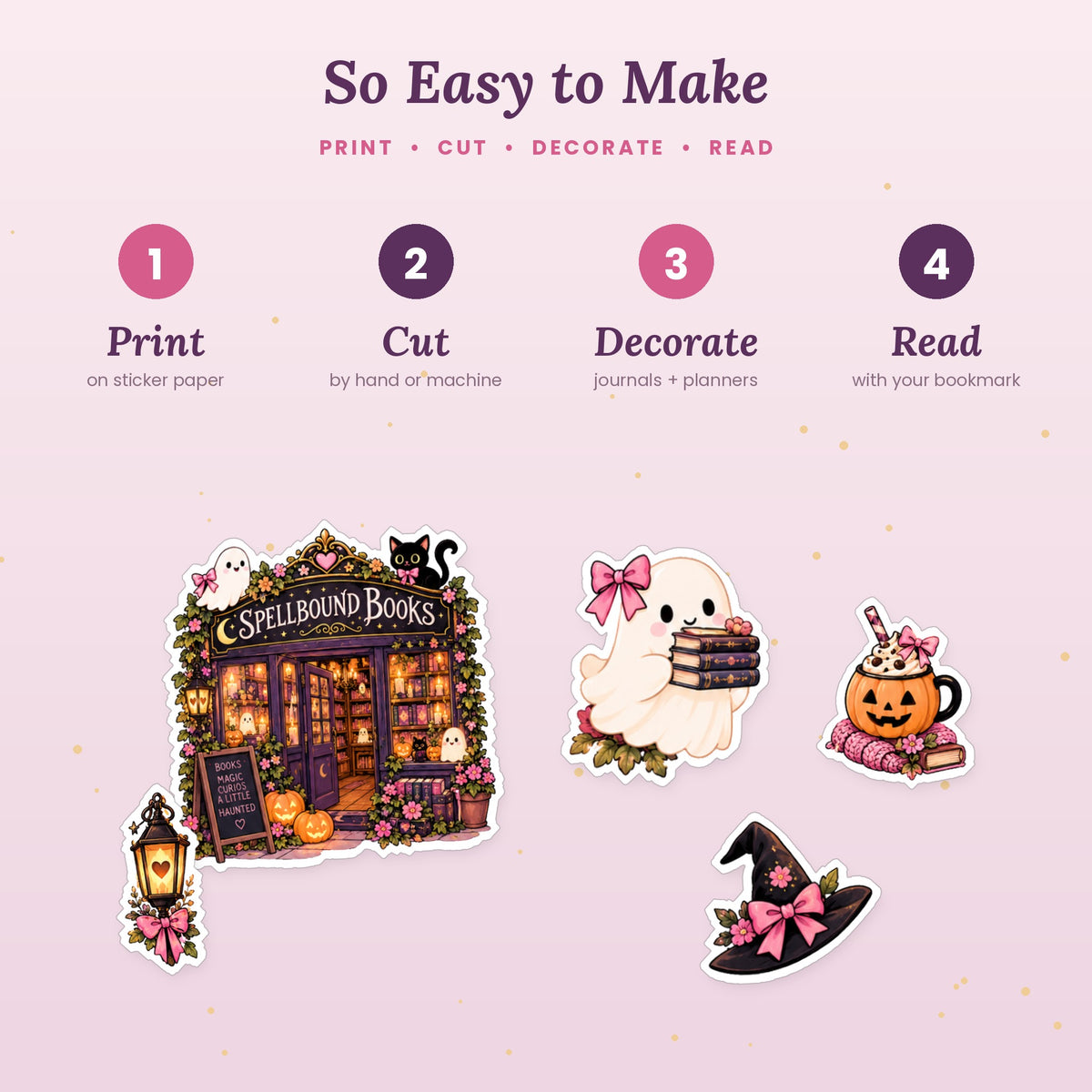 How to use printable bookish stickers in four steps: print, cut, decorate and read
