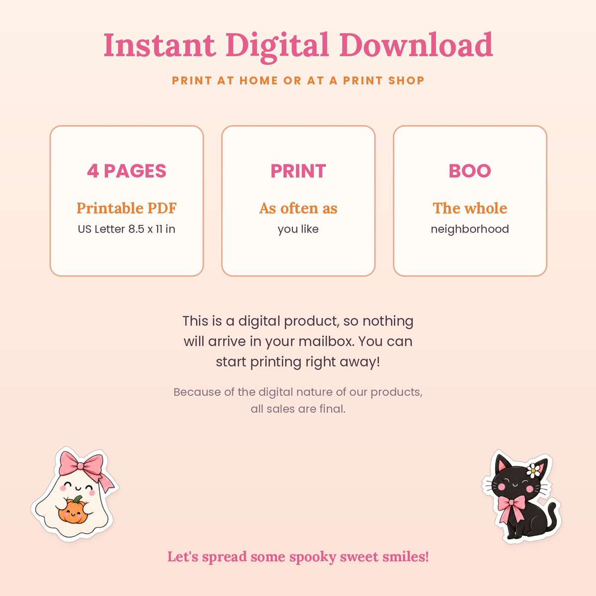 Instant digital download of a 4-page printable You've Been Booed Halloween kit