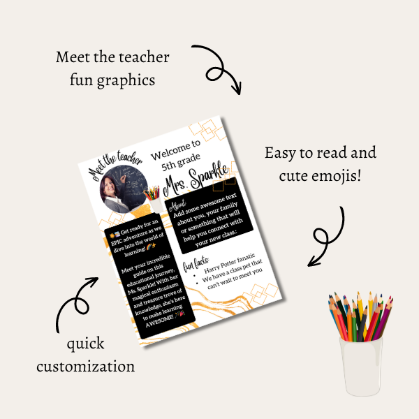 “Meet the Teacher” Editable Canva Template Printable