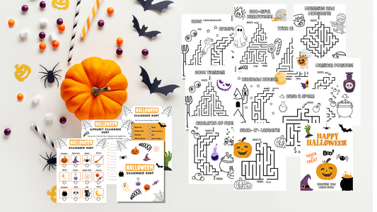 Halloween Kids Printable Activity Bundle-Mazes, Games & Scavenger Hunt Fun!