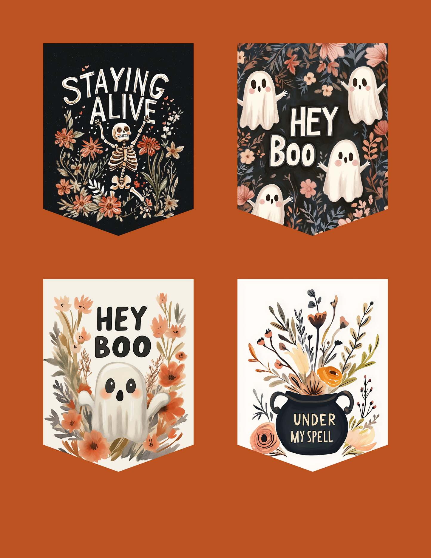 Halloween Decor Bundle- Printable wall art, stickers, flags and banner DIY craft kit