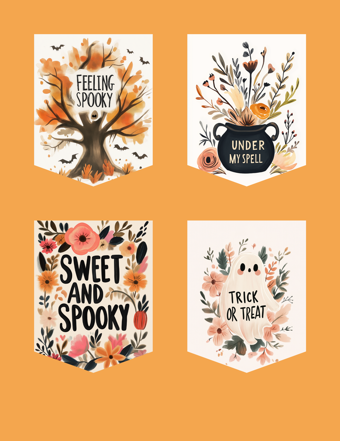 Halloween Decor Bundle- Printable wall art, stickers, flags and banner DIY craft kit