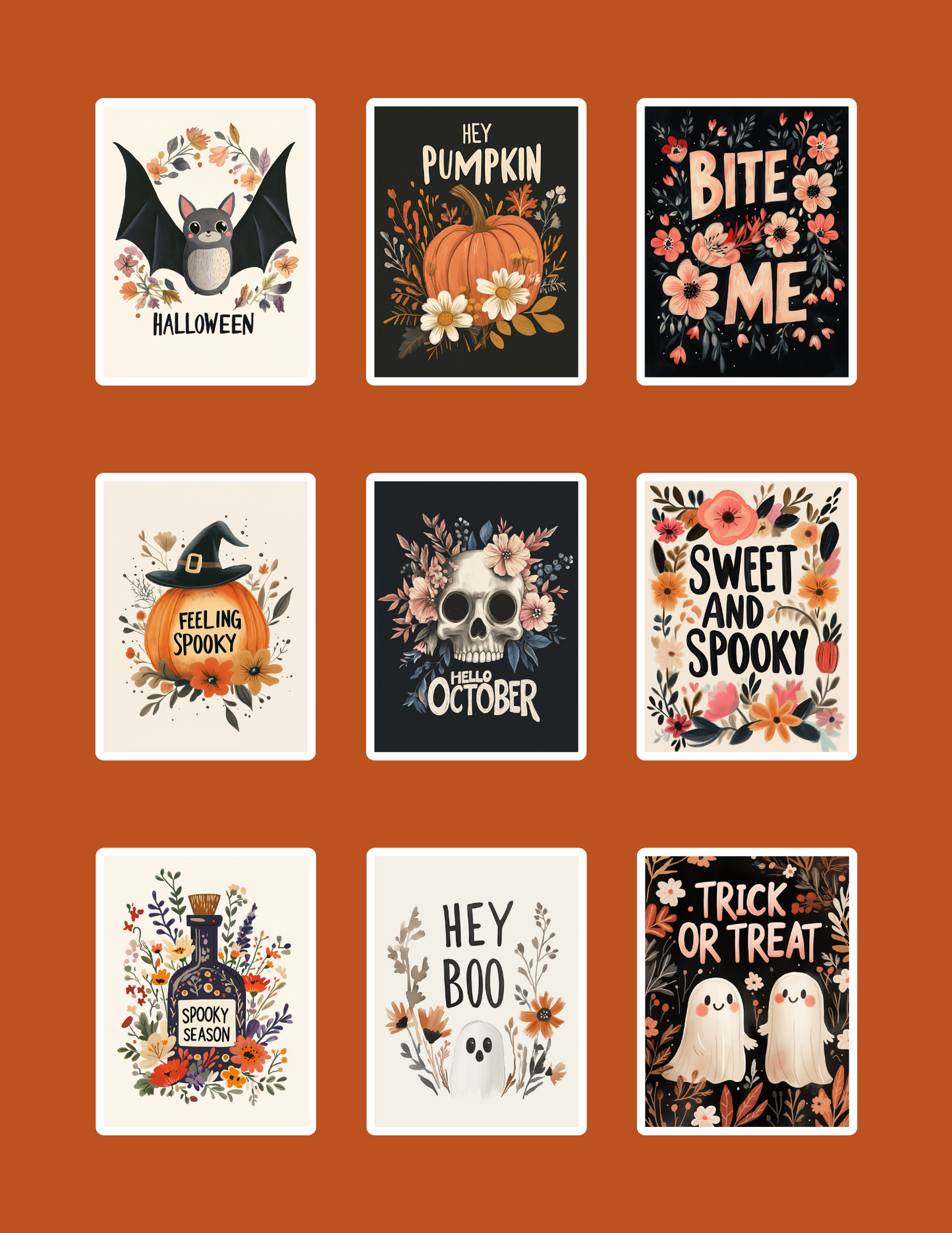 Halloween Decor Bundle- Printable wall art, stickers, flags and banner DIY craft kit