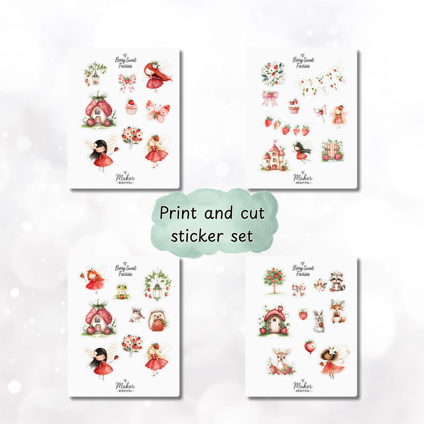 Berry Sweet Faires Print & Cut Stickers Set