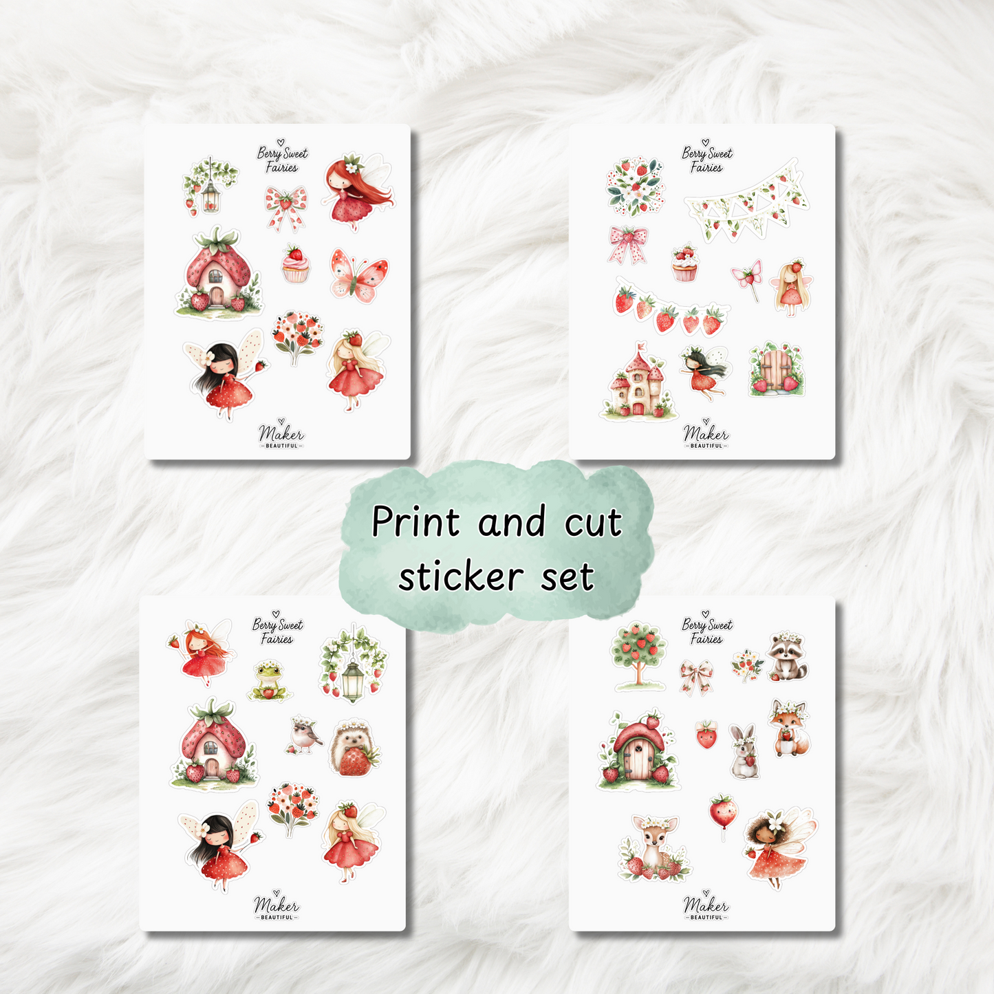 Berry Sweet Faires Print & Cut Stickers Set