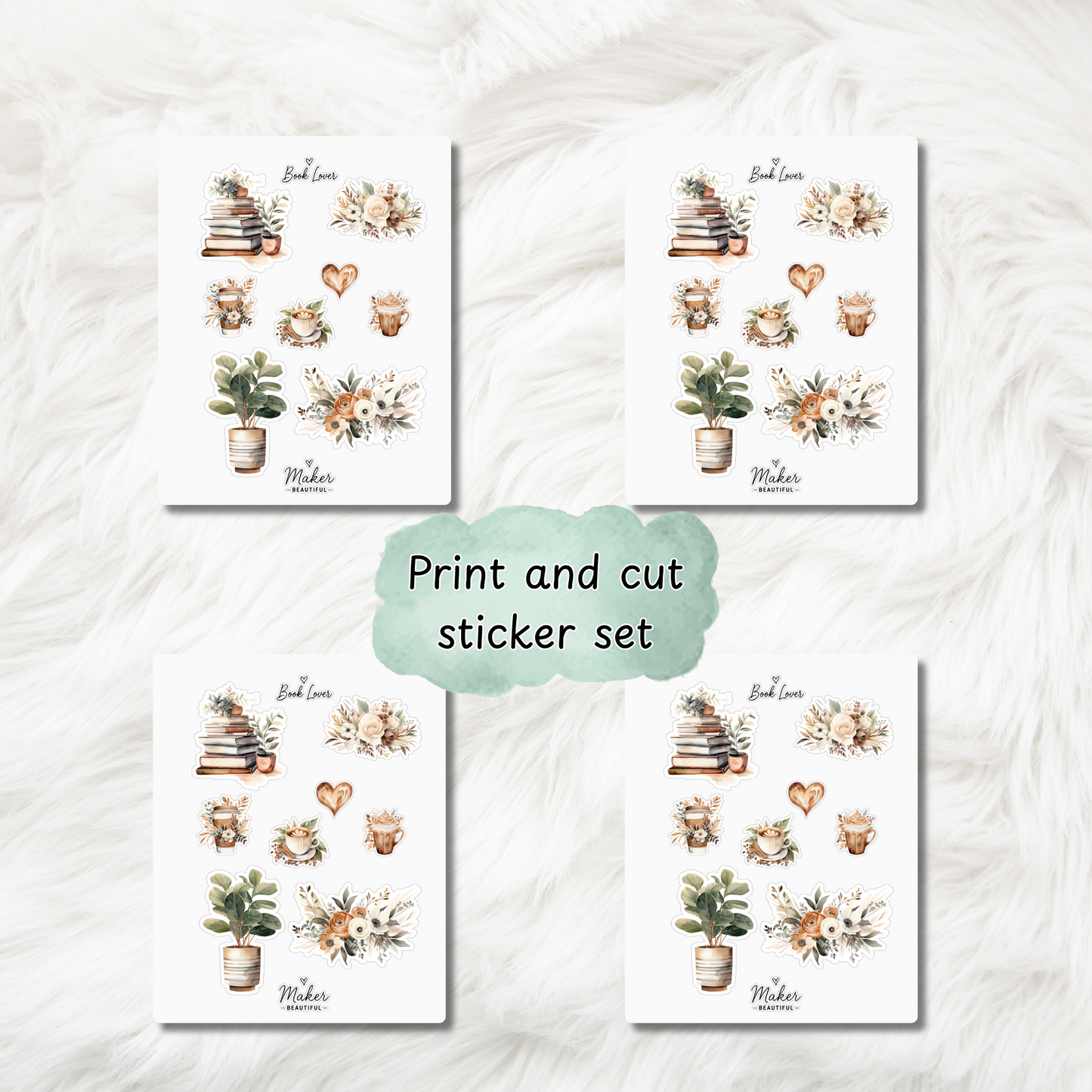 Book Lover Print & Cut Sticker Set