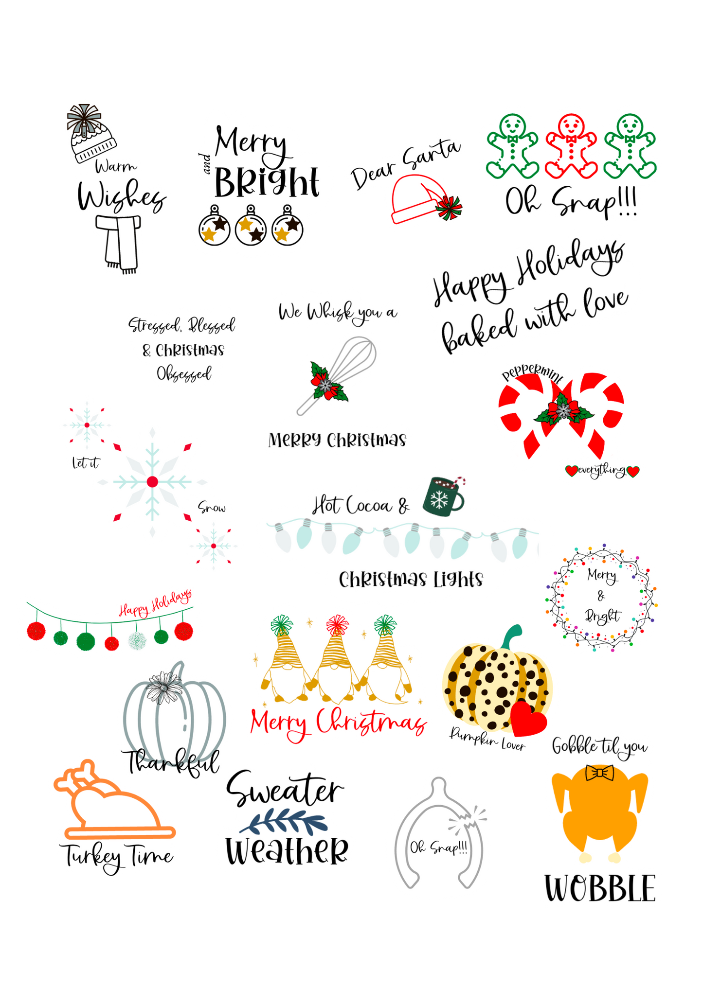 Happy Holiday Print & Cut Stickers