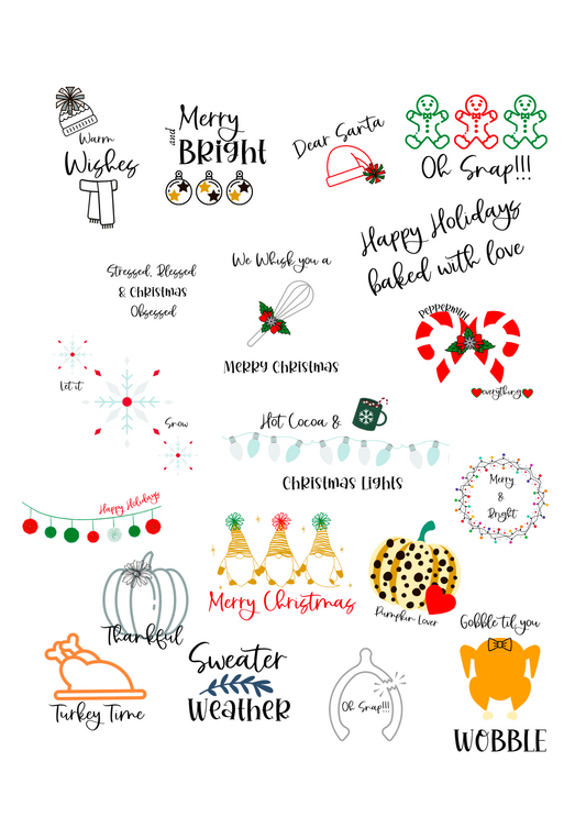Happy Holiday Print & Cut Stickers