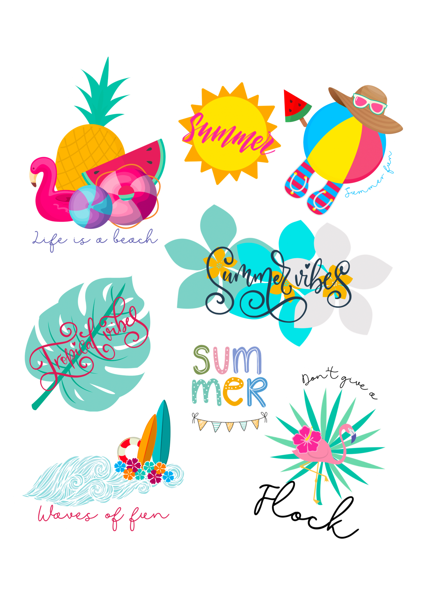 Summer Vibes Printable stickers PNG